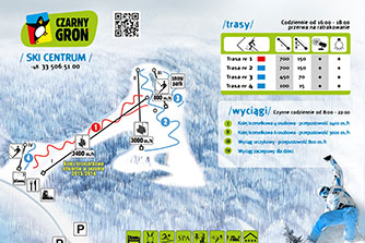 Mapa tras narciarskich ośrodka Rzyki Czarny Groń