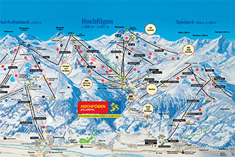 Mapa tras narciarskich ośrodka Hochfuegen Zillertal
