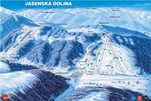 Mapa tras narciarskich ośrodka Jasenská dolina
