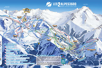 Mapa tras narciarskich ośrodka Les 2 Alpes